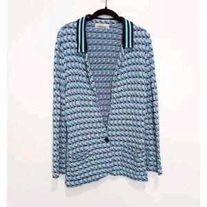 Aldomartins‎ Colorful Cardigan Womens Size 8 Blue Anthropologie Geometric Blazer